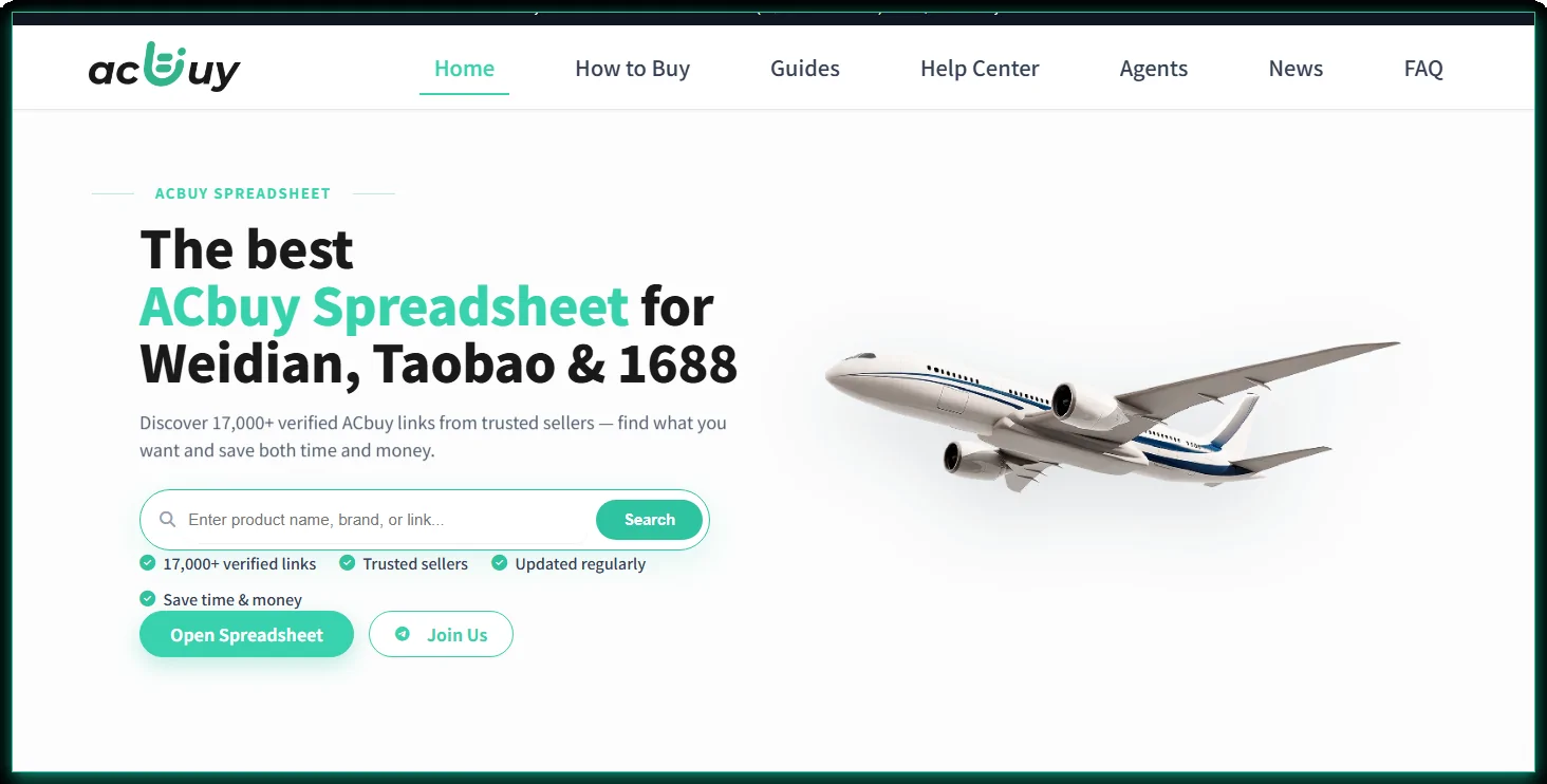 ACbuy.net homepage with search and Featured finds